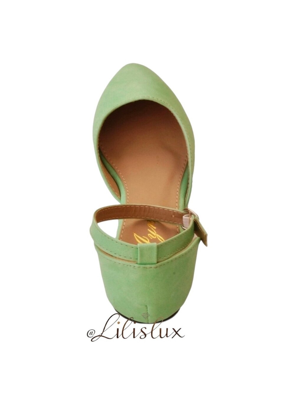 Iynx Mint Green Pointed Toe Ankle Strap Flats NWOT Size 8 Women's Suede